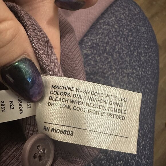 Duluth Trading Co Women’s Makers Studio Cotton Rib Henley Shirt Purple 1X XL - Picture 5 of 6